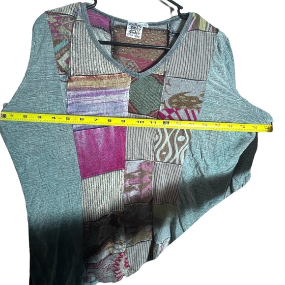 Parsley & Sage Women’s Medium Patchwork Boho Tunic Top Long Sleeve V-Neck - Picture 5 of 5